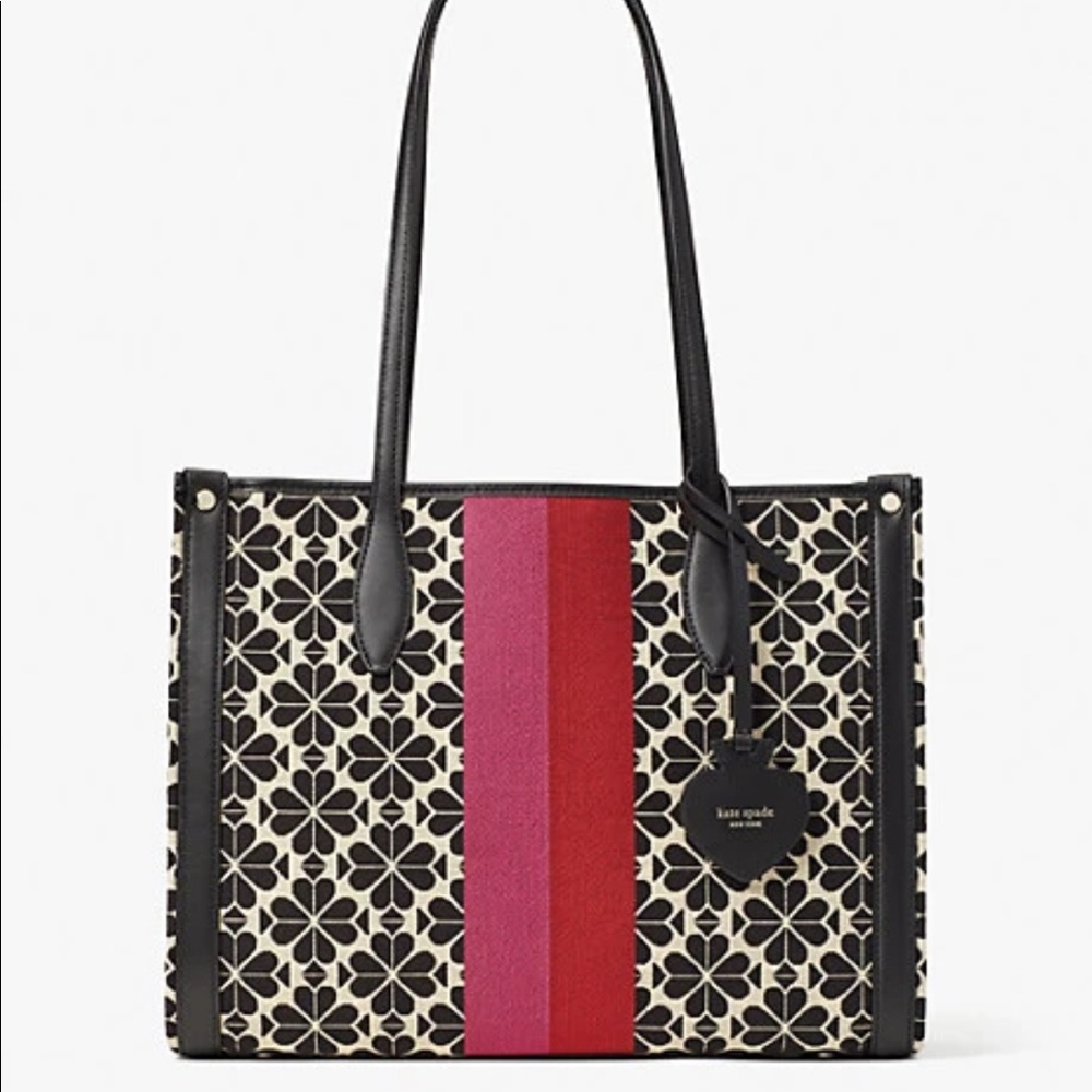 Kate Spade ♠️ flower jacquard stripe market medium tote